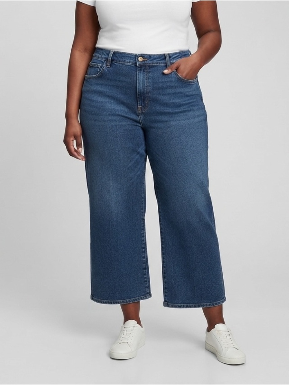 LEVIS Dark Blue Wide-leg Crop Jeans size 20W